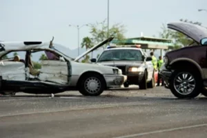 Car accident and police car