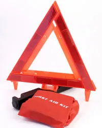 Caution marker and first-aid kit